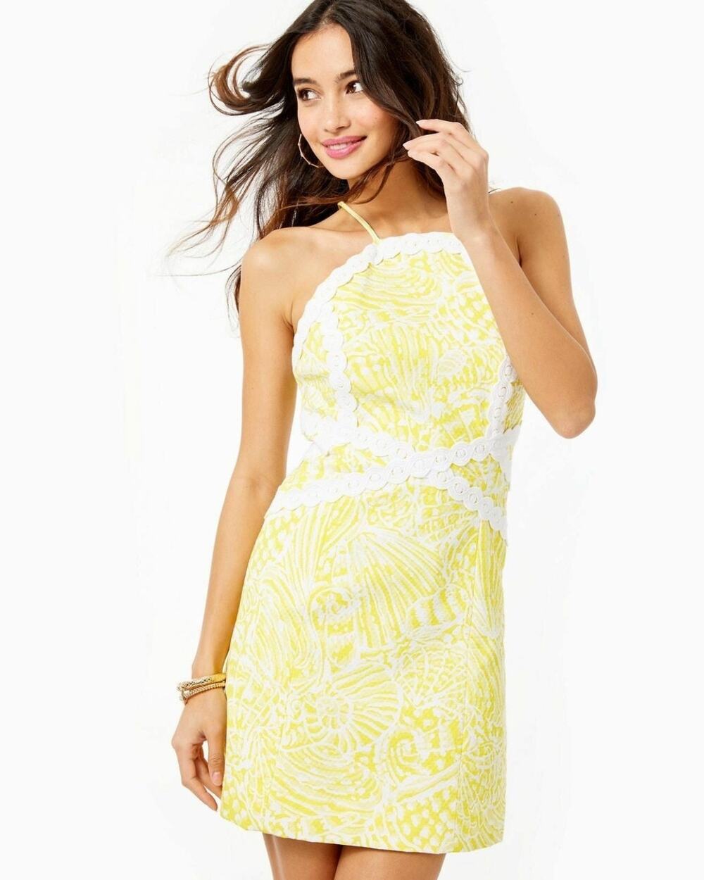 Lilly Pulitzer Pearl Stretch Shift Dress Size 8 Lillys Lemon Sea Cup Resort NWT